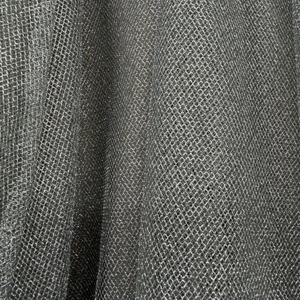 LC Lauren Conrad Metallic Tulle Skirt Silver Gunmetal Pleated Shimmer Med Luxe - Picture 4 of 7